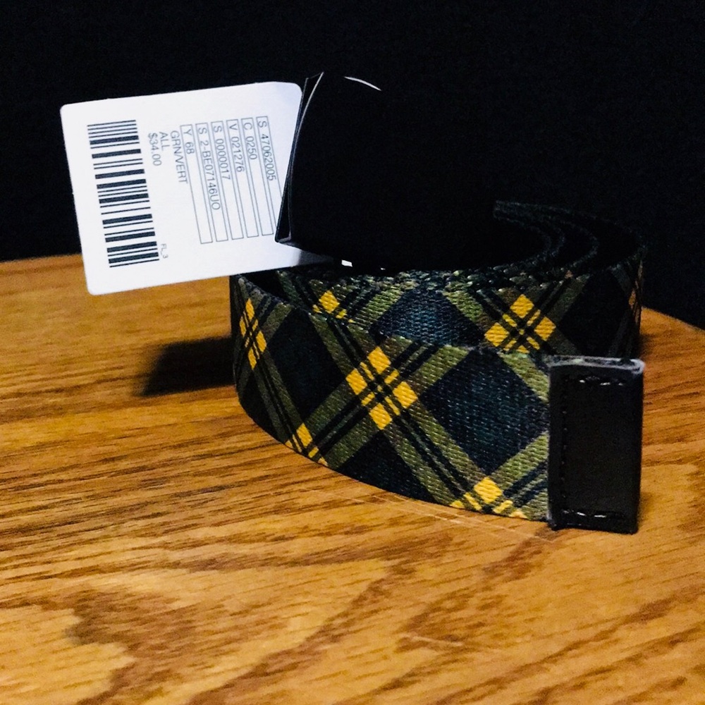 nwt OSFA green&blue&yellow plaid UO belt